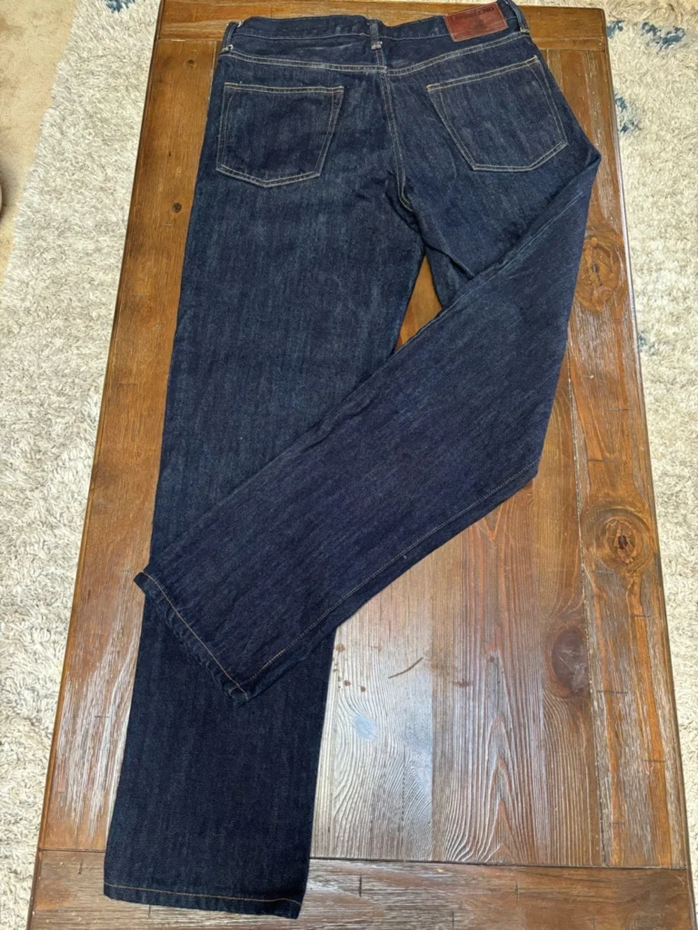 LANDS END SQUARE RIGGER STRAIGHT LEG CLASSIC DARK BLUE DENIM JEANS SIZE 33X29